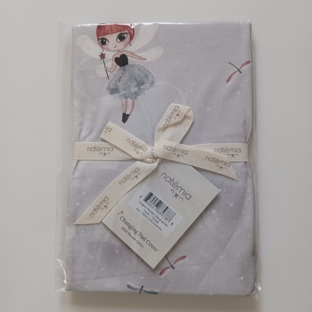 Natēmia, Fairy Diaper Changing Pad Cover 100% certificate organic cotton.